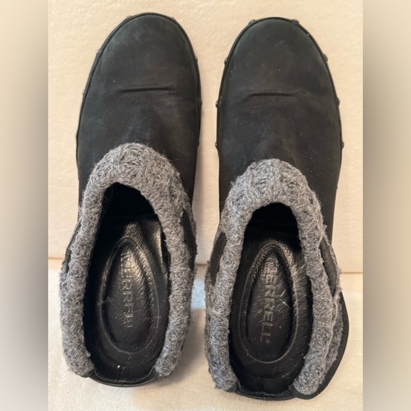 Merrell Women’s Luxe Knit Black Leather Slip-On Clog Mules Size 9.5 - Picture 4 of 9
